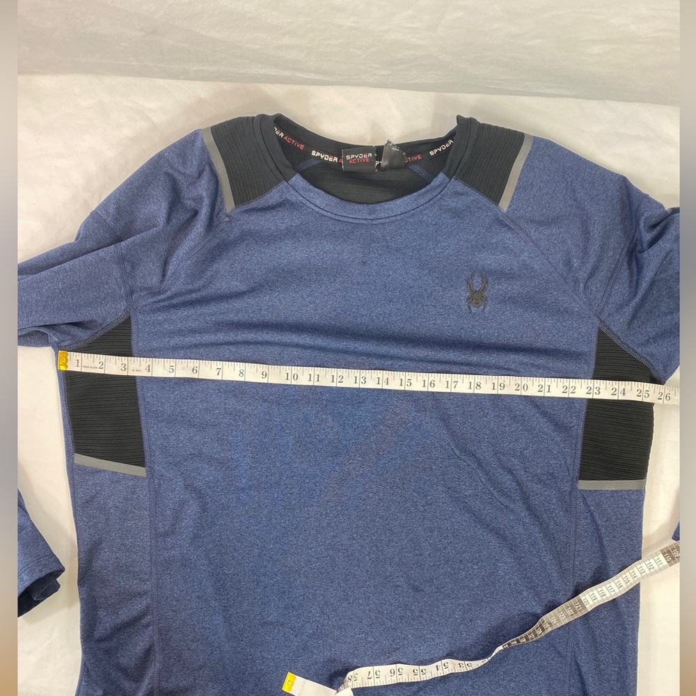 Spyder Active Mens Long Sleeve Shirt Pullover Athletic Blue Black Size XL - Picture 5 of 10